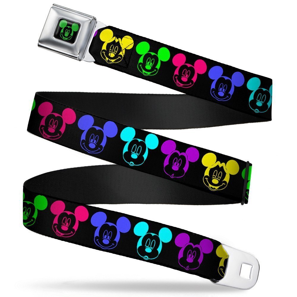 5001 Seatbelt Belt Mickey Expressions Black/Multi Neon 1.0" Wide